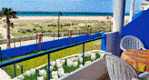 Aussicht aif den Strand Los Lances vom Balkon der Ferienwohnung Tortuga 2
